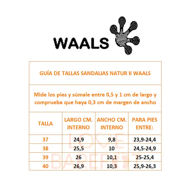 tabla-tallas-waals-sandalias-natur-lovebarefoot-logo
