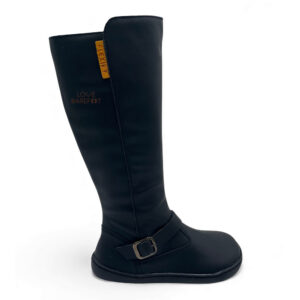 Botas altas barefoot de piel Flexinens en cuero color negro para mujer.