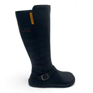 Botas altas barefoot de piel Flexinens en cuero color negro para mujer.