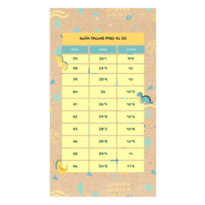 tabla de tallas de la horma xl de flexinens